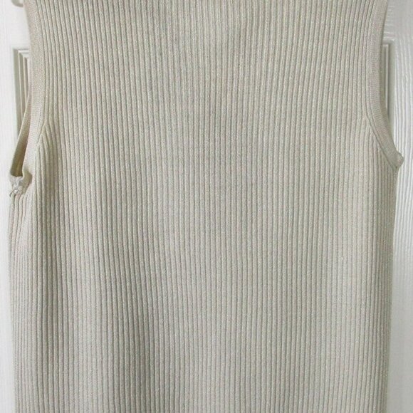 NWT Joseph A. Metallic Silk Blend Champagne Beige Shimmer Sweater Tank Shell, L - Picture 3 of 8